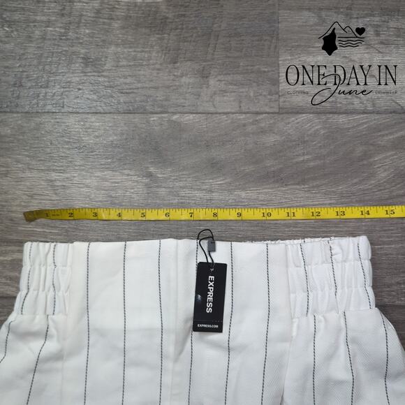 Express Comfort Waist Striped Linen Mini Skirt Size S - Picture 3 of 5